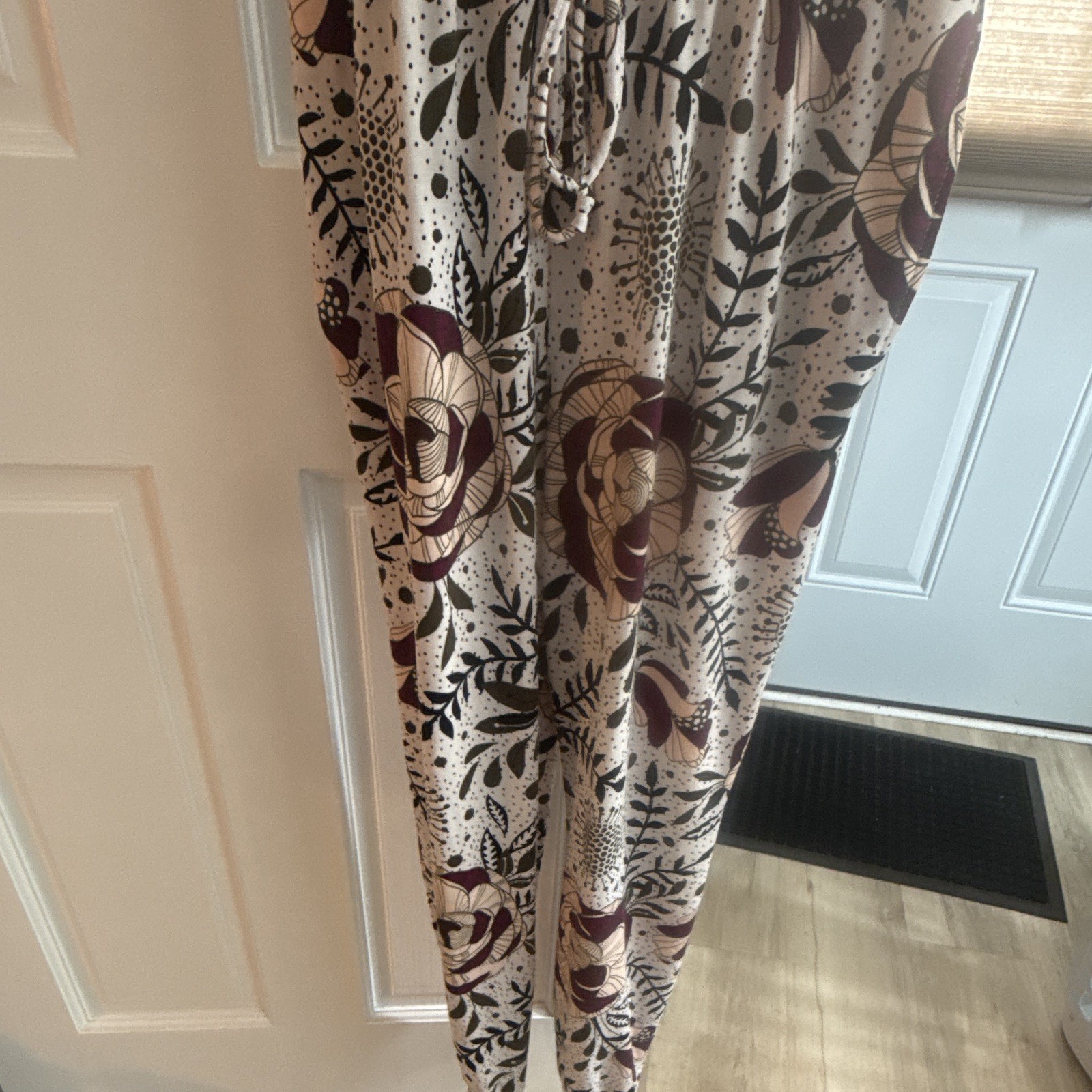 LuLaRoe Floral Jumpsuit Size S Multicolor Short Sleeve Drawstring