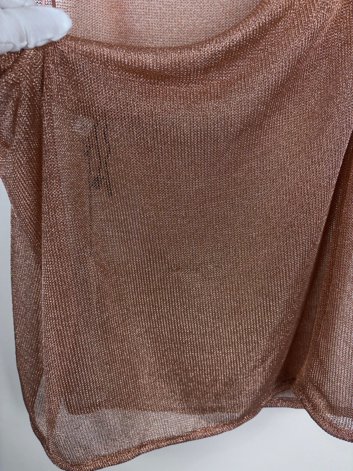 Superdown Revolve Brina Rose Gold Sheer Knit Cowl Neck Backless Mini Dress L DWT