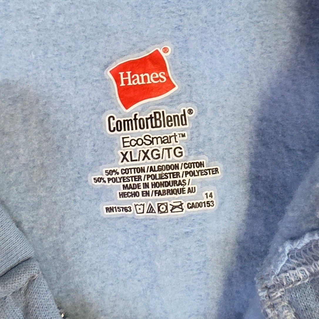 Hanes ComfortBlend EcoSmart Full Zip Hoodie Light Blue Mens XL Sweatshirt 1096