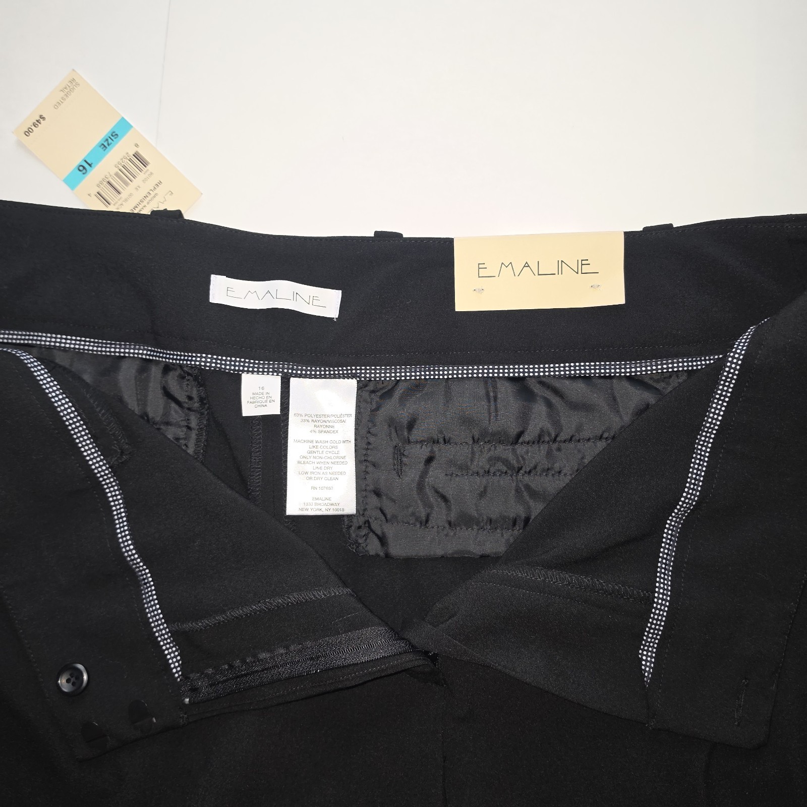 Emaline Dress Pants Womens Size 16 Slacks Signature Fit Black Wide Leg