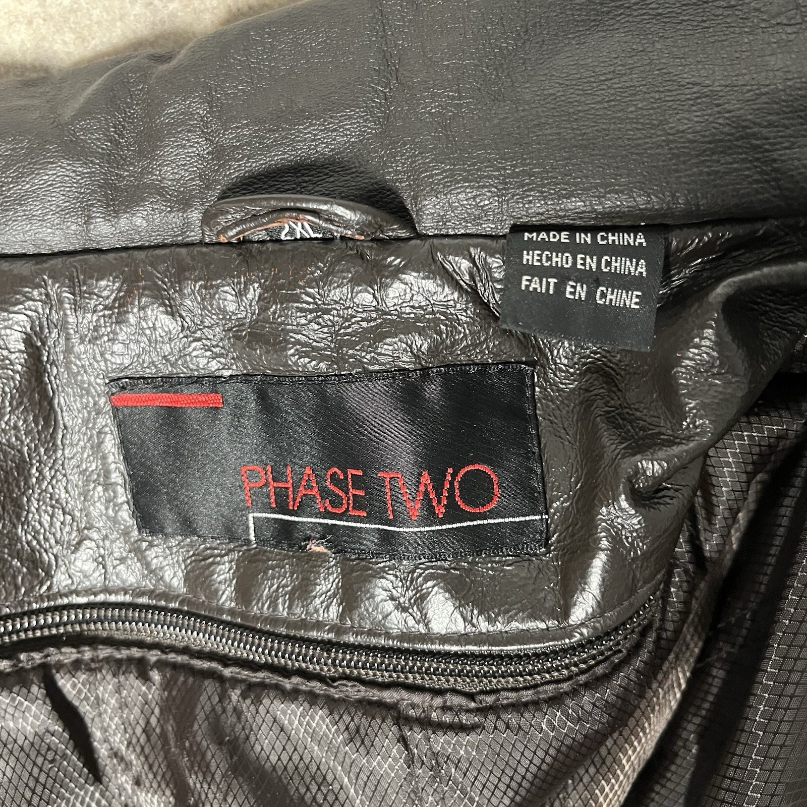 Vintage Phase Two Brown Mens 2XL Leather Jacket Removable Liner Adjustable Waist