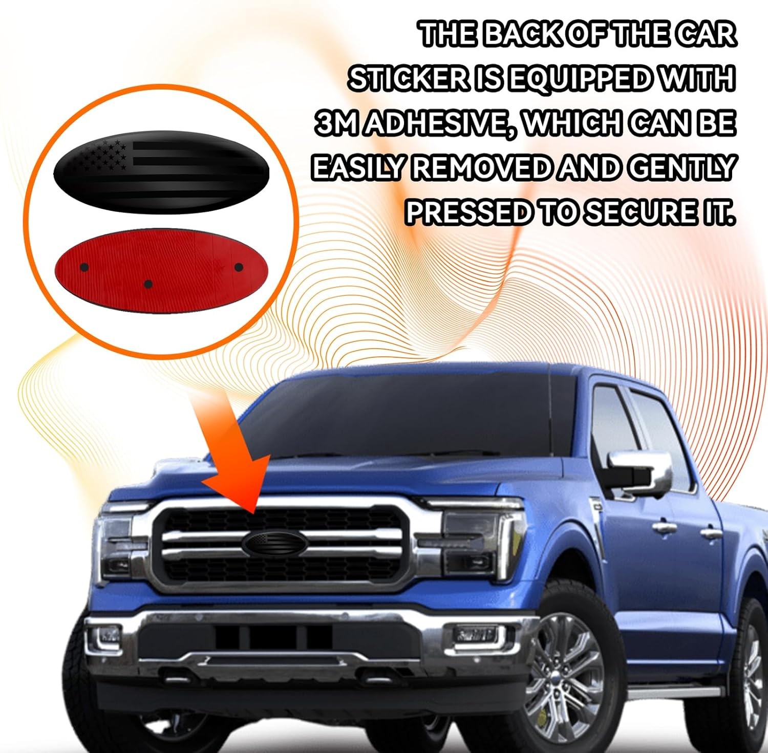Tailgate Emblem 9 Inch Front Grill Emblem, Aluminum Oval Overlay Color: Black