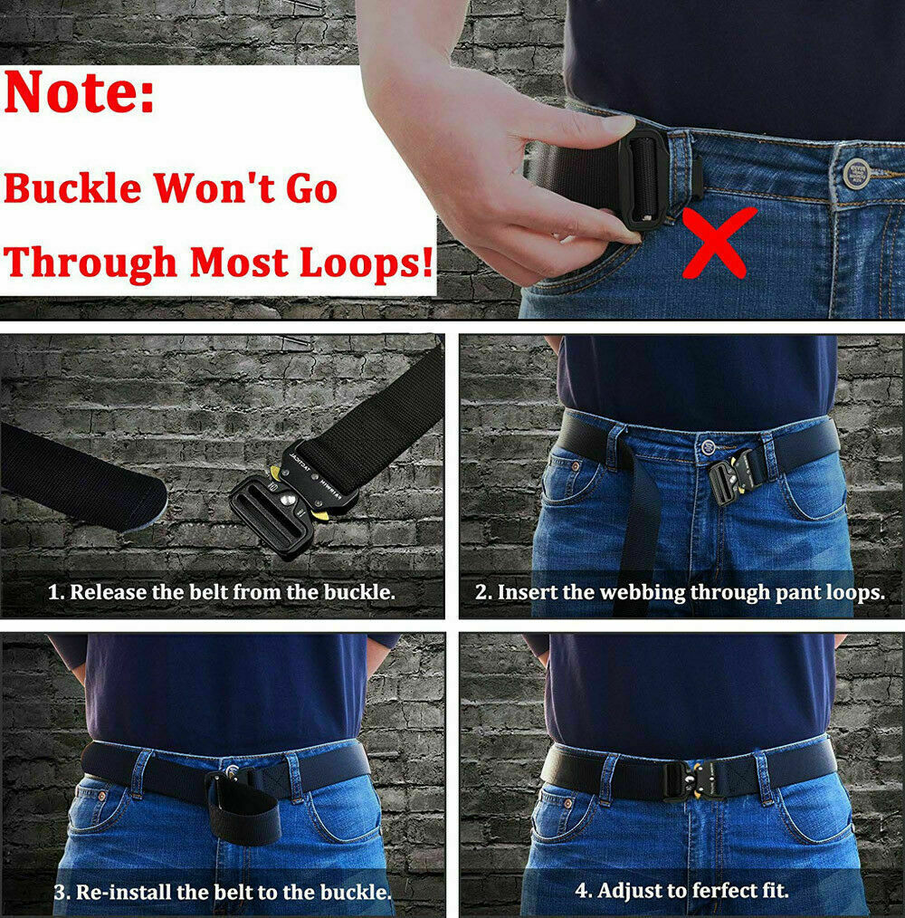 1.5” Magnetic Quick Release Buckle Nylon Webbing Military Tactical Belt