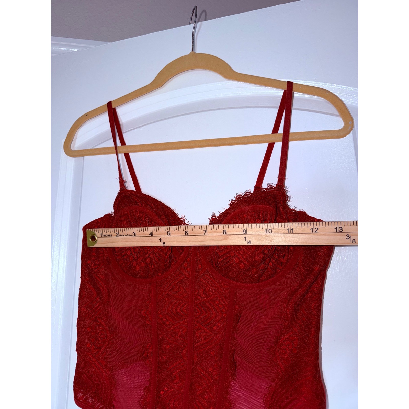 Garage Red Lace Corset Top Bustier Mesh Underwire Adjustable Straps Small