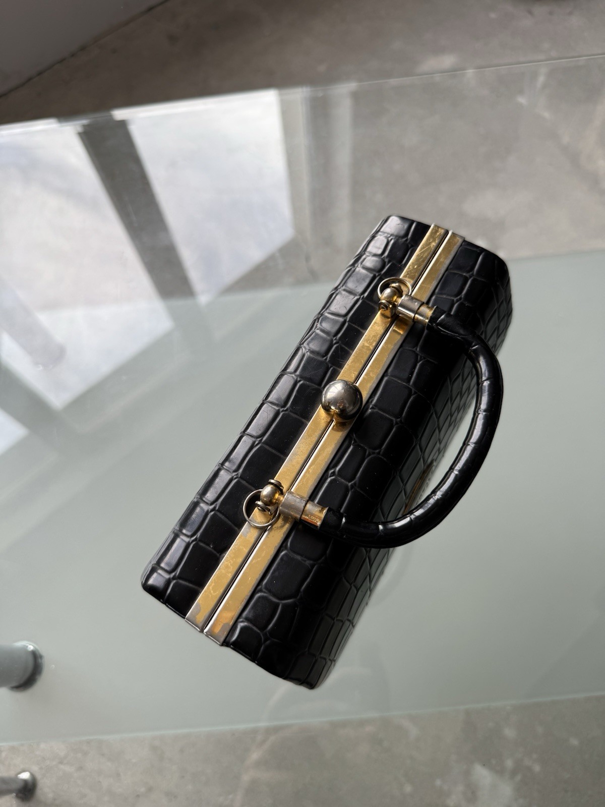 Rare Vintage Gianni Versace Black Leather Handbag – 1980s – Authentic Designer P
