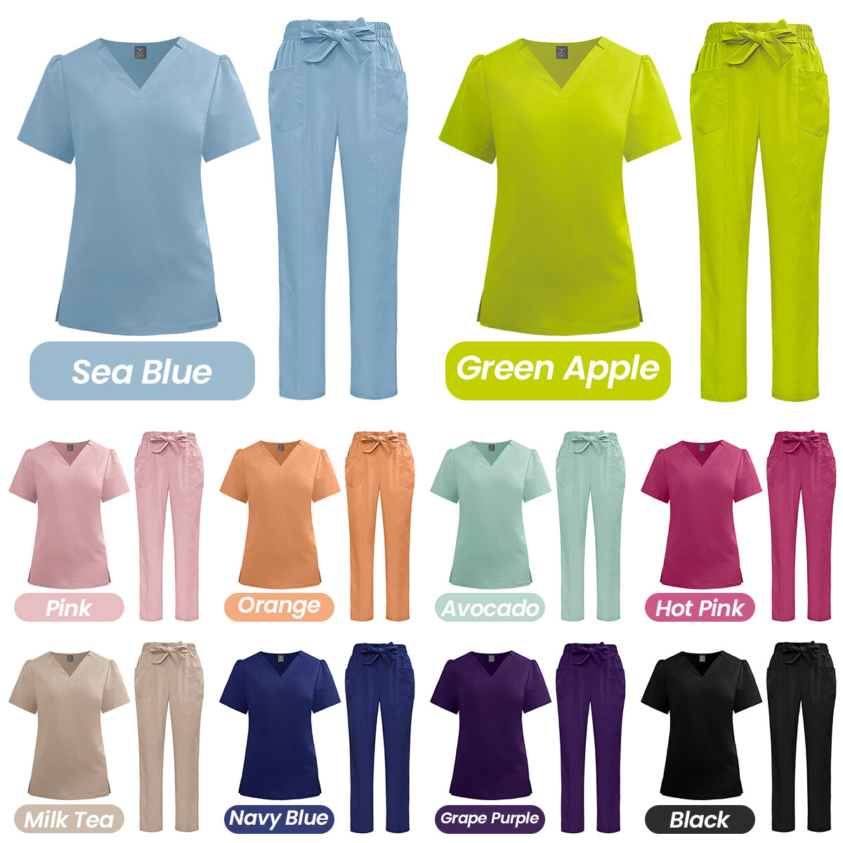 Lady Medical Scrub Set Nursing Uniform V-Neck Straight 2025 Summer Fashion Color
