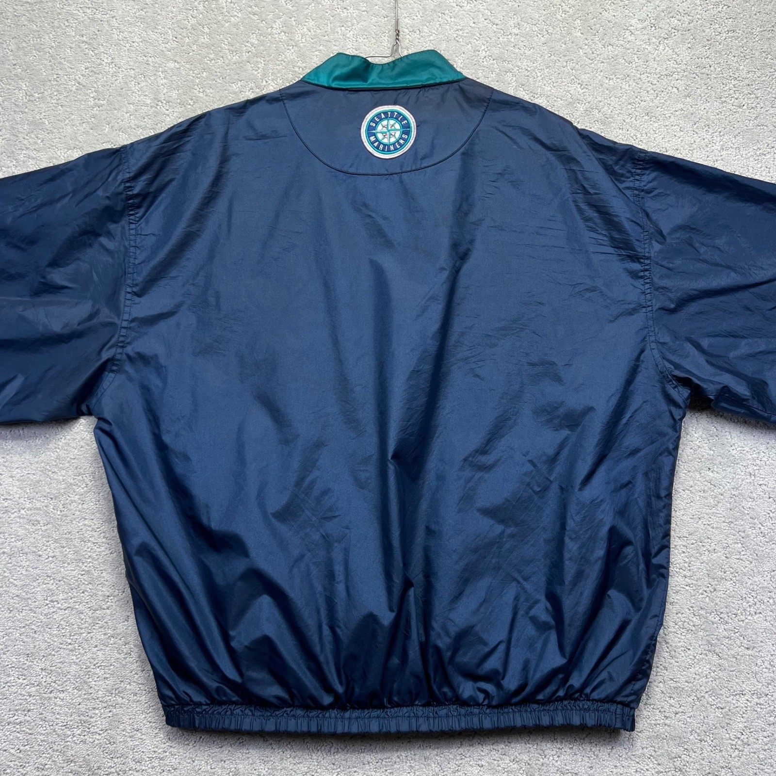VINTAGE Seattle Mariners Fans Gear Pullover Windbreaker Jacket XL MLB Navy Light
