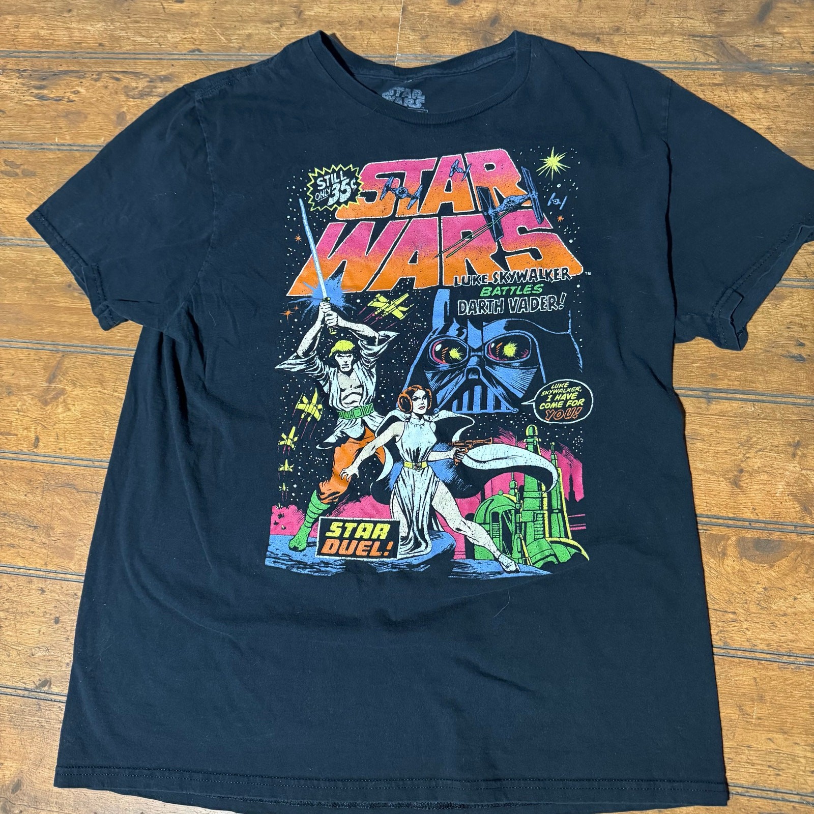 Mad Engine Star Wars Luke Skywalker battles Darth Vader comic tshirt
