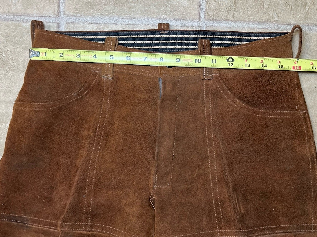 Vintage Jo-O-Kay Brown Suede Leather Western Pants Mens 31×30 Corral 70s Boho