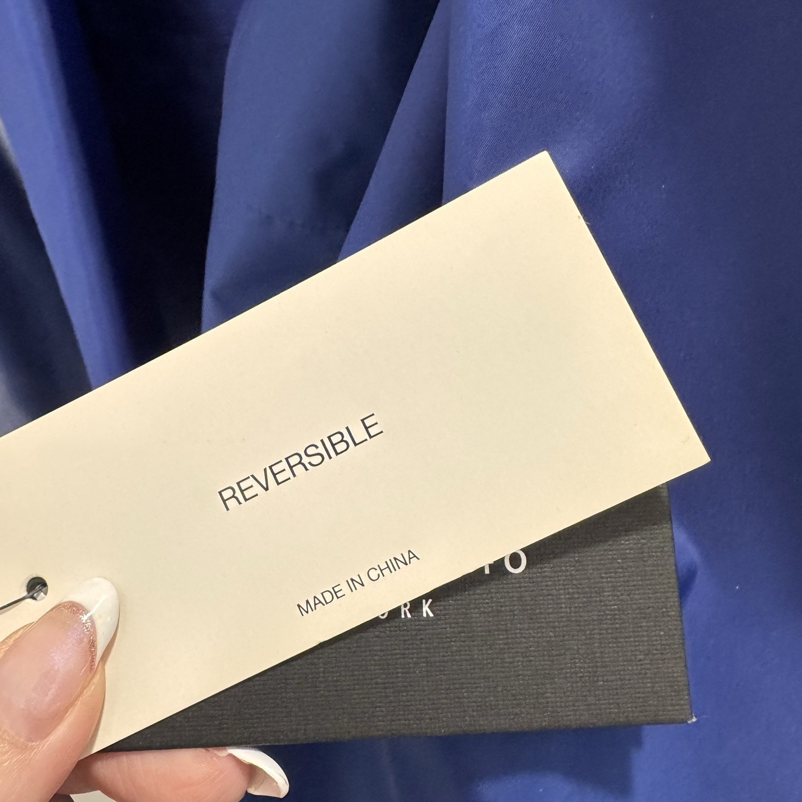 NWT Lafayette 148 New York Jacket Coat $998 M Leather Reversible Blue Drapey