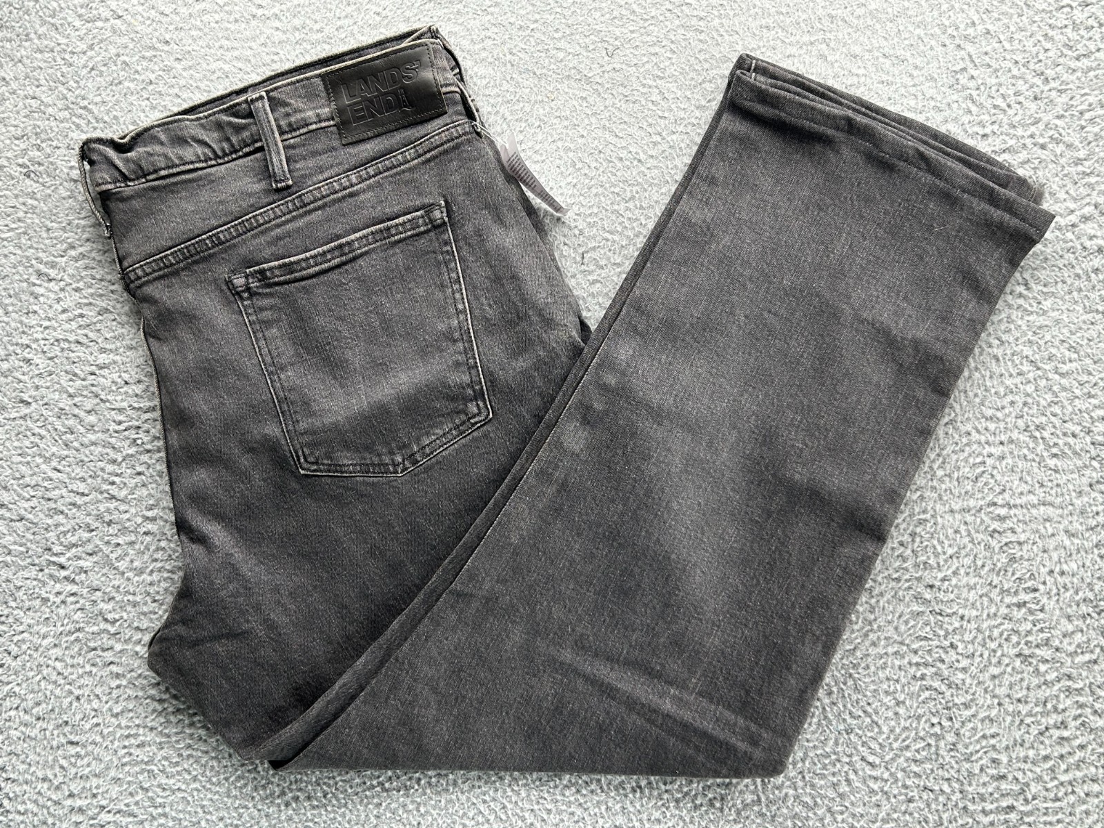 $80 New Lands’ End Men’s Straight Fit 5 Pocket Strech Denim Jeans Gray 44×29