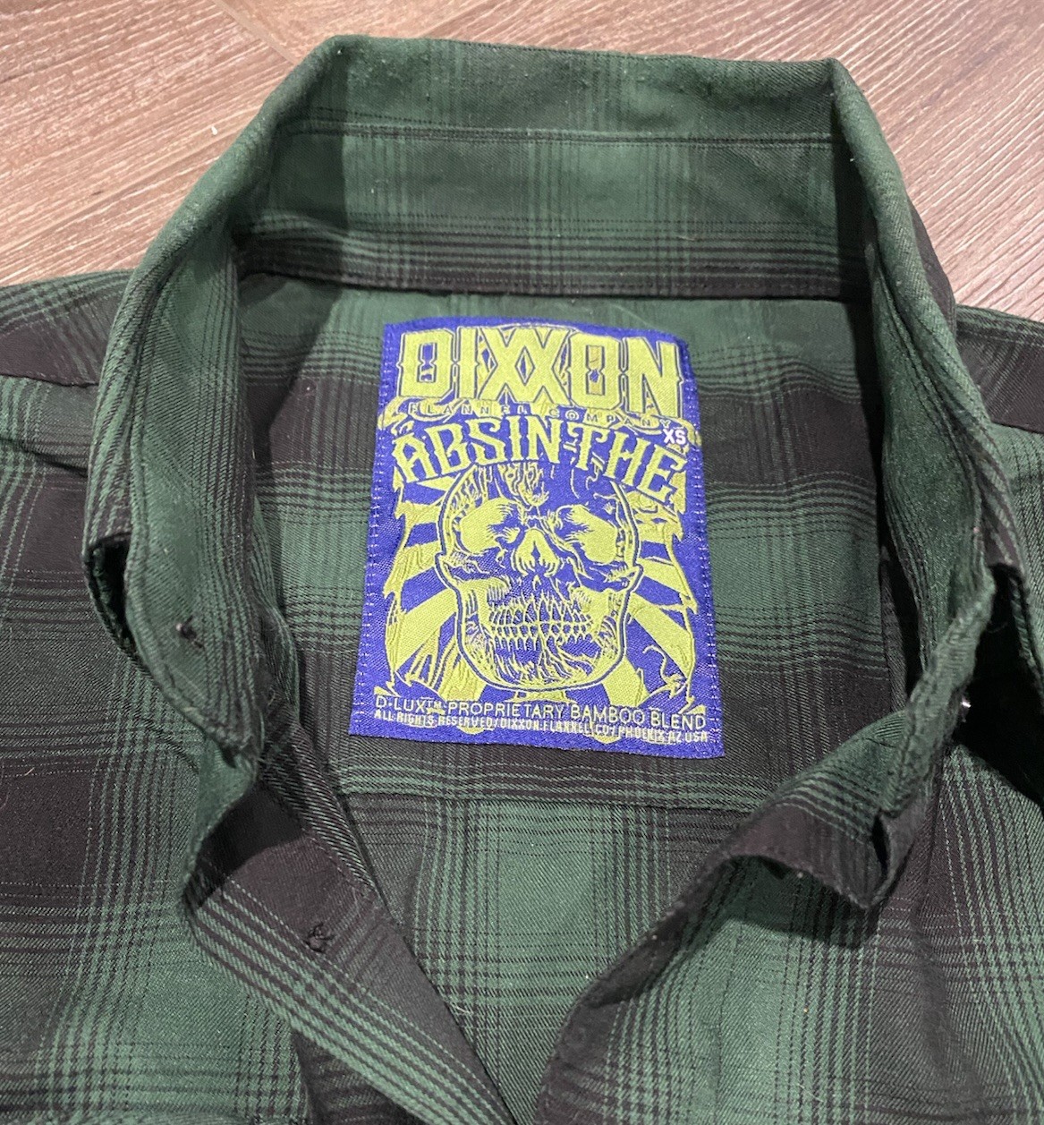 DIXXON Flannel Co Absinthe D-Lux Bamboo Blend Sz XS Shirt Plaid Check