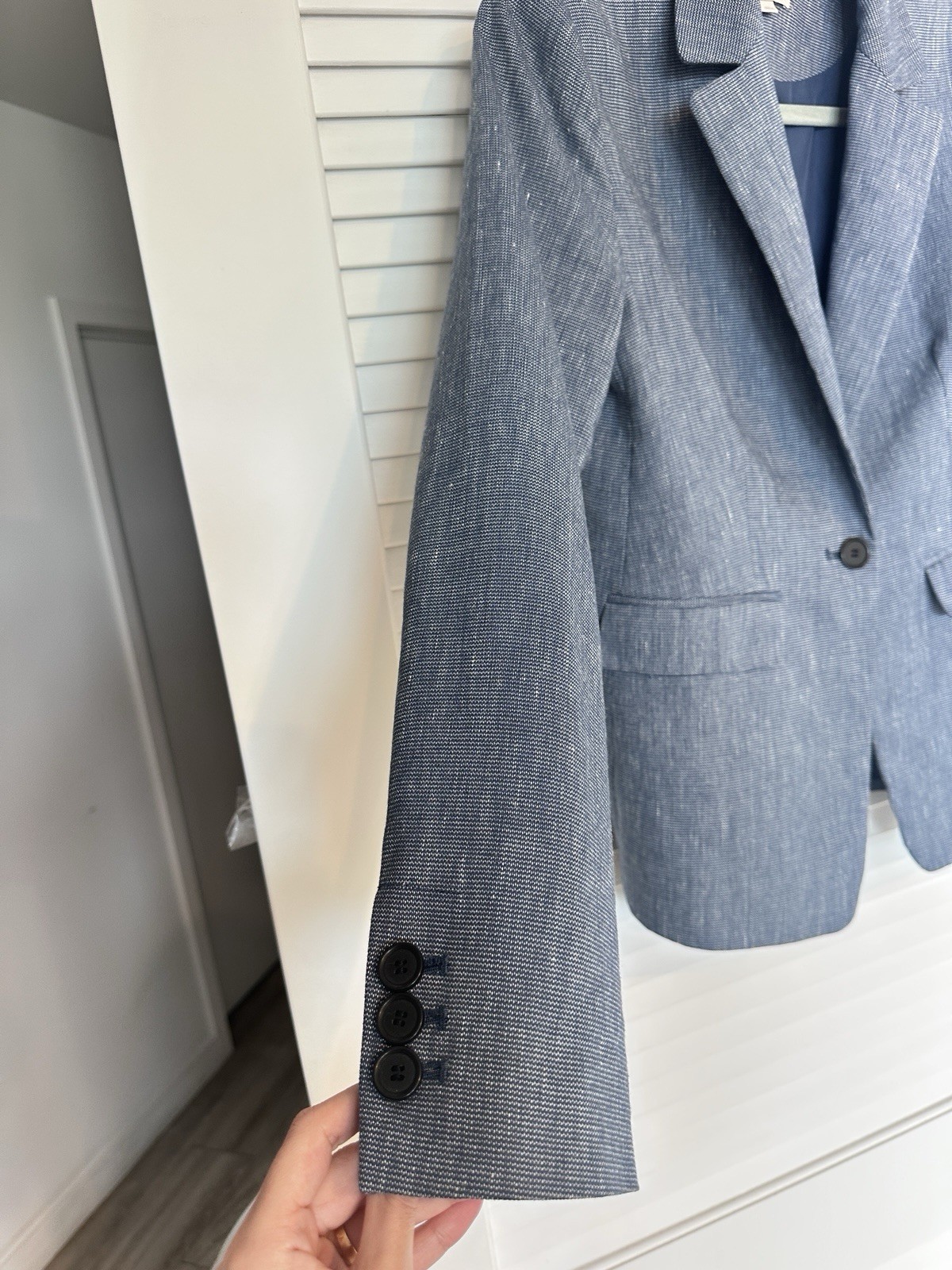 LOFT Linen Blend Classic Tailored Single Button Blazer Jacket 2