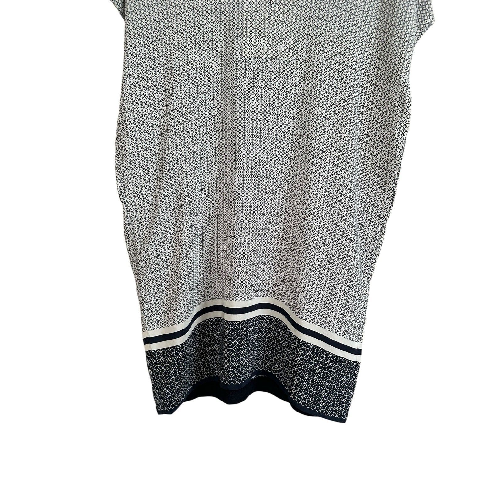 NEW Vince Silk Pockets Geo Trapunto Cap Sleeve Shift Tunic Dress Size Medium