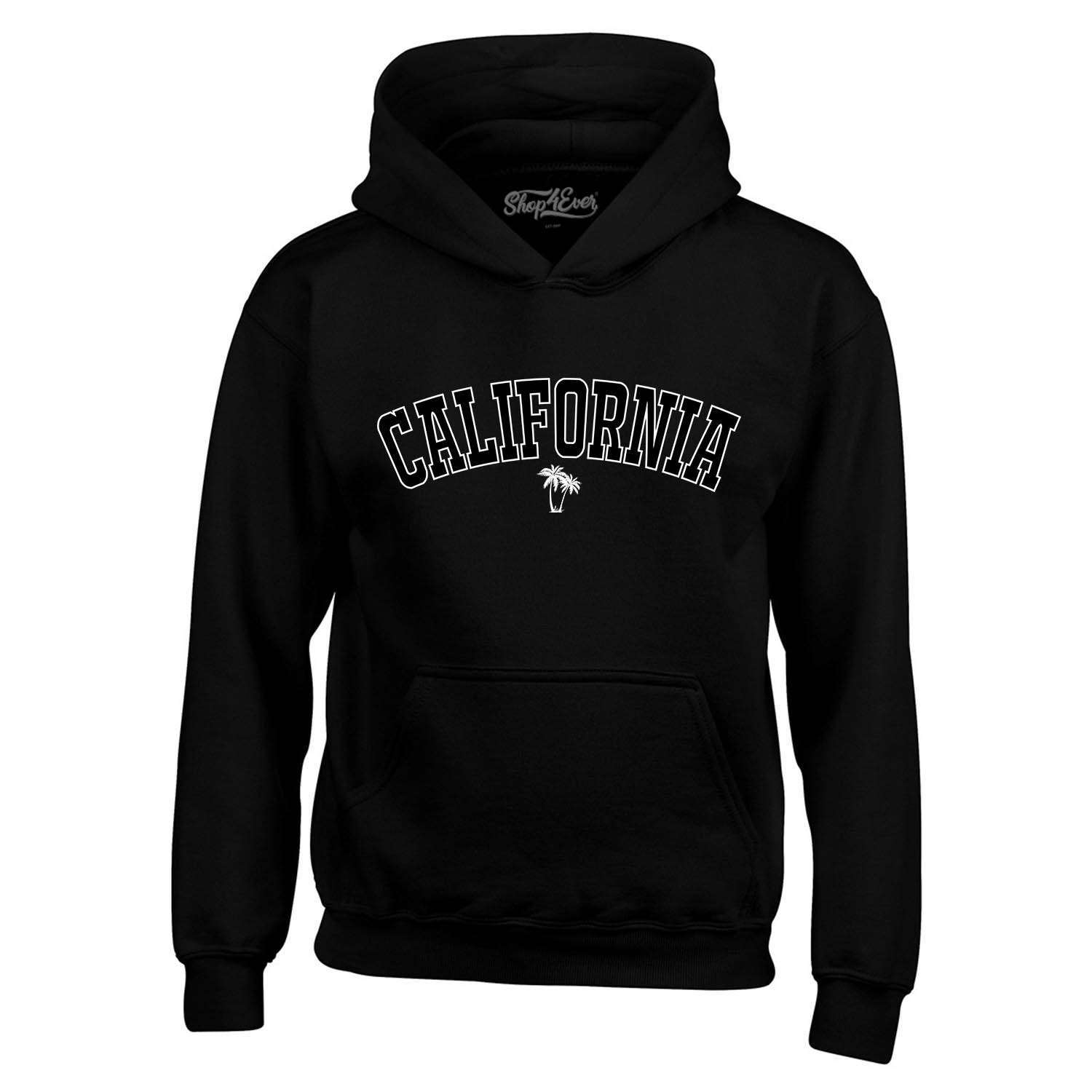 California State Letter Print Palm Tree Hoodies State Sweatshirts