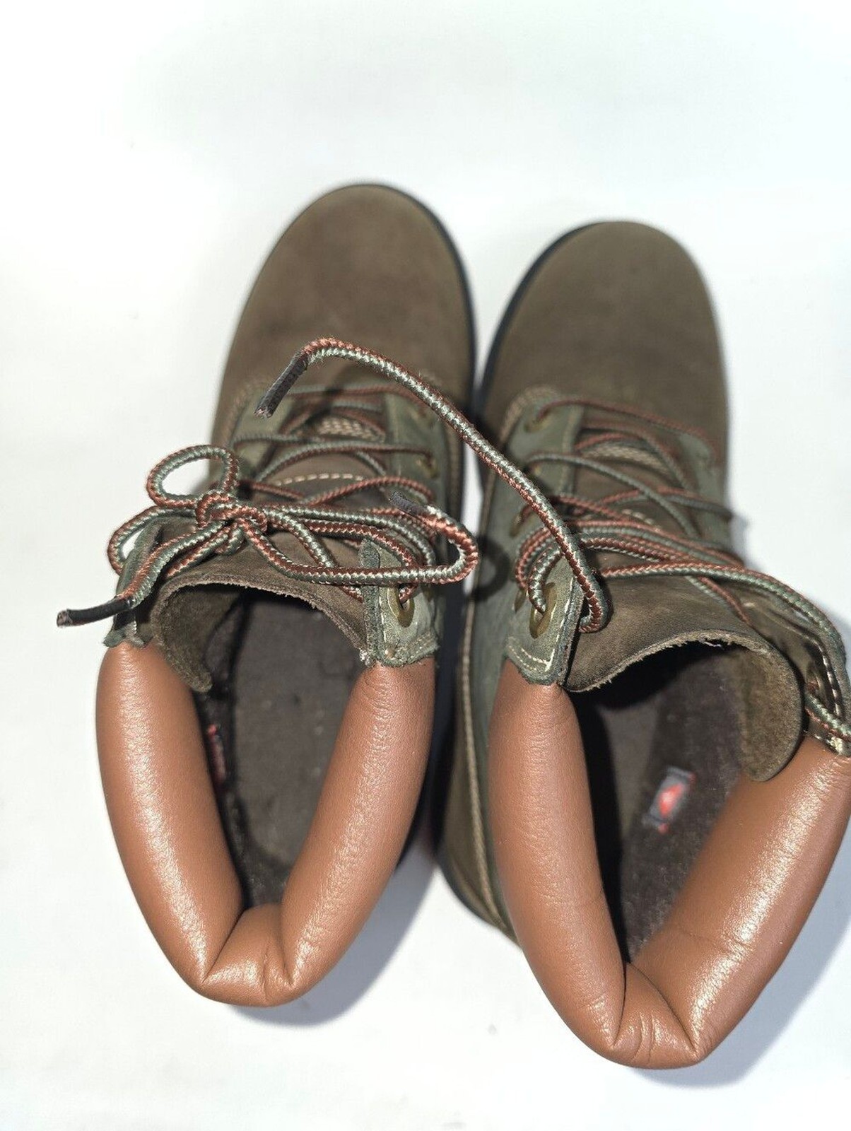 Timberland 6 Inch Premium Waterproof Boots Boys Brown Green Nubuck Size 6.5