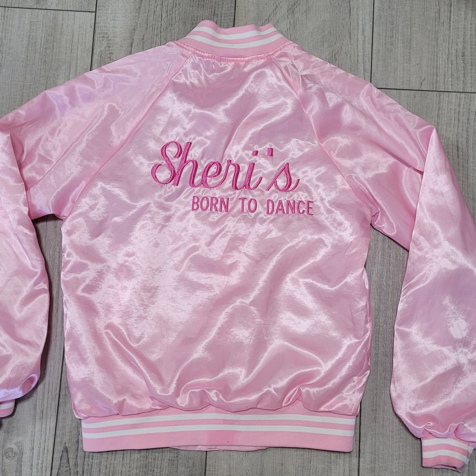 HARTWELL Bomber Jacket Womens Small Pink Satin “Sheri’s Born to Dance” (c-video)
