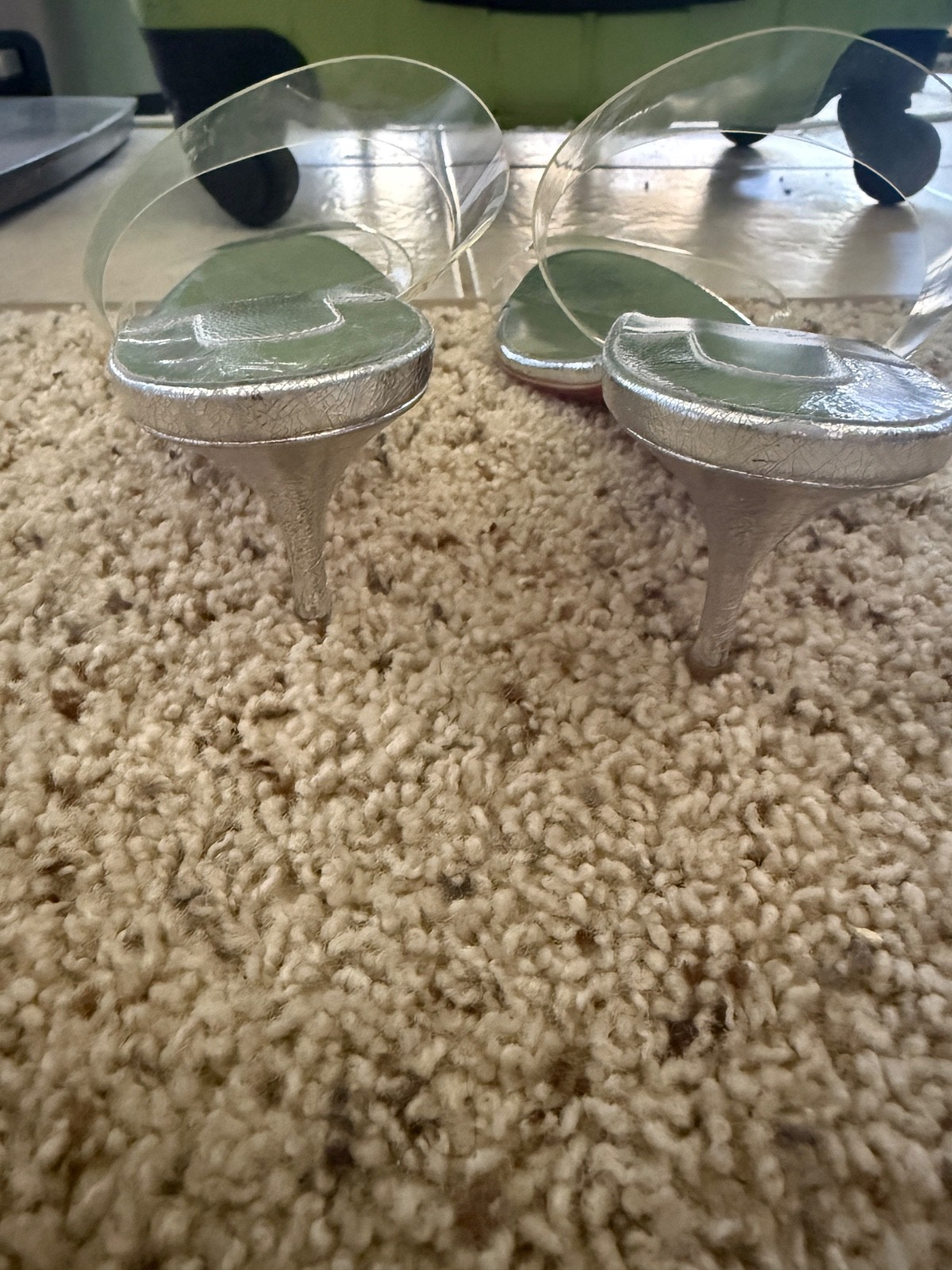 CHRISTIAN LOUBOUTIN 55mm Just Nothing Clear Slide silver heels size 39