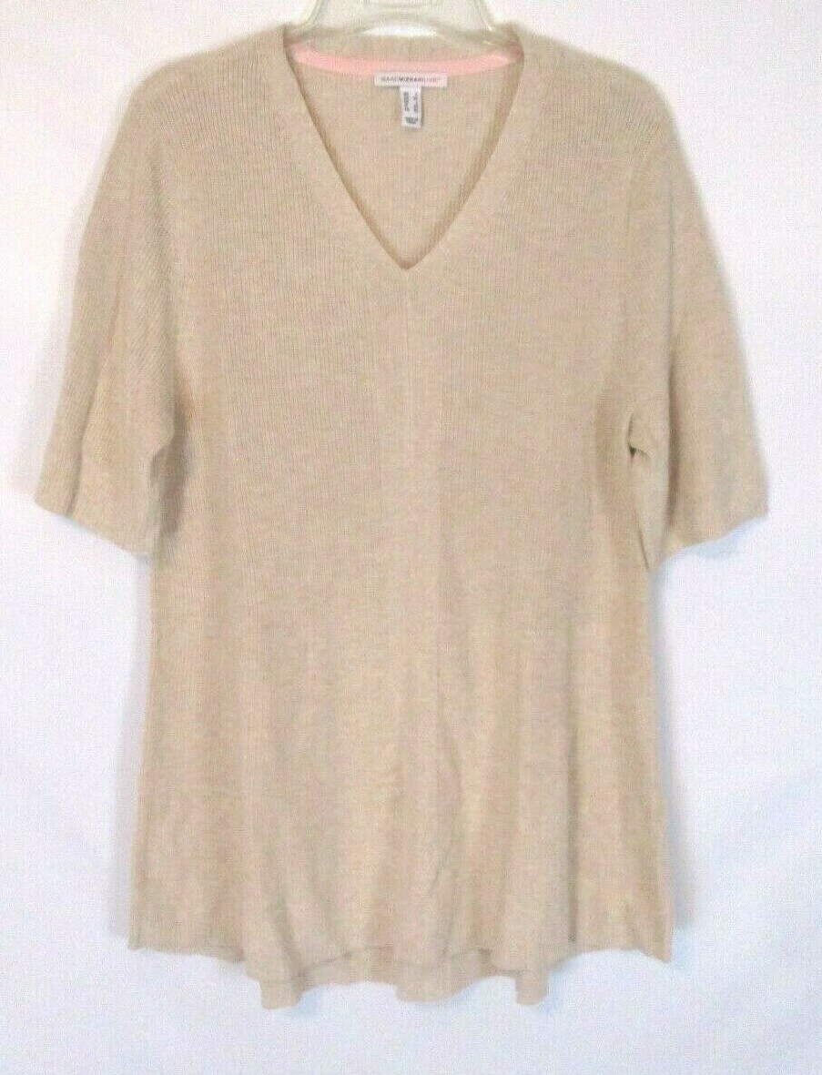 Isaac Mizrahi Shaker Stitch Sweater Beige Large Pull On A377026 Women CB13H