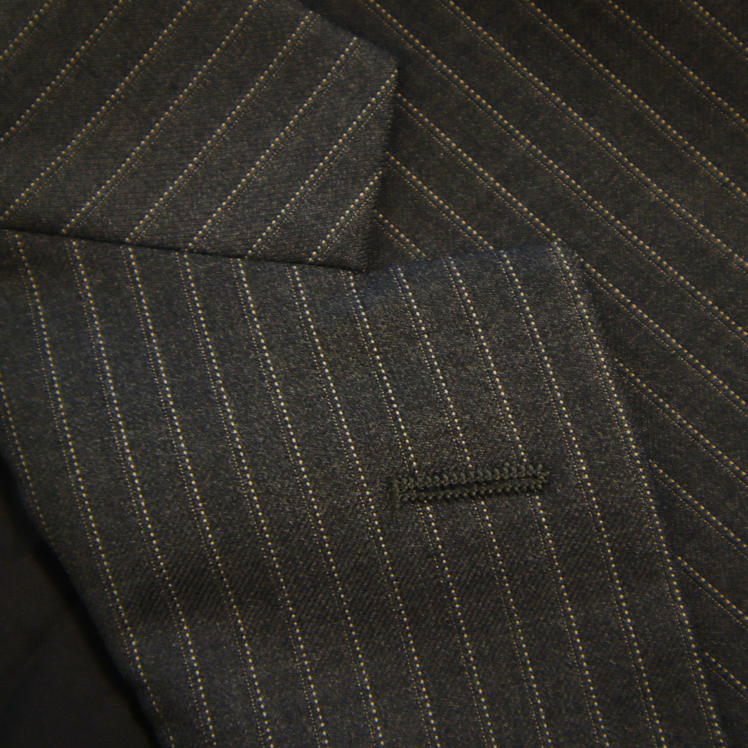 Bespoke Hickey Freeman 2 Piece Suit 46S Gray Pinstripe Surgeon Cuff Dual Vent