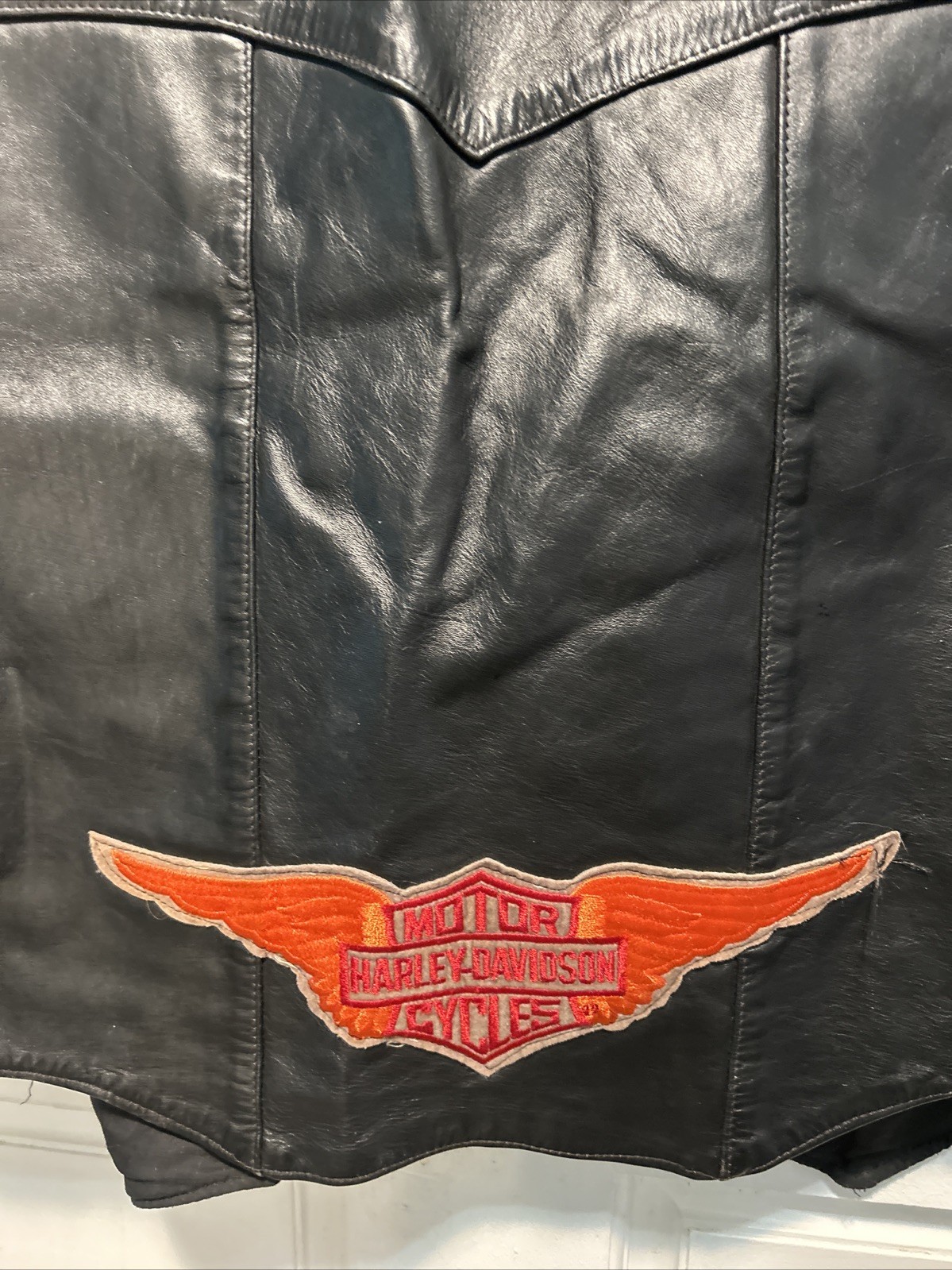 Harley Davidson Leather Vest Wings Logo Men’s M USA Vintage 80s 90s