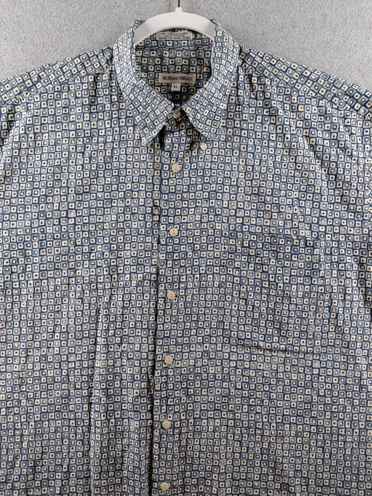 Burma Bibas Men’s Shirt Sz XL Multi Geometric 60 Singles Lawn Cotton Button Down