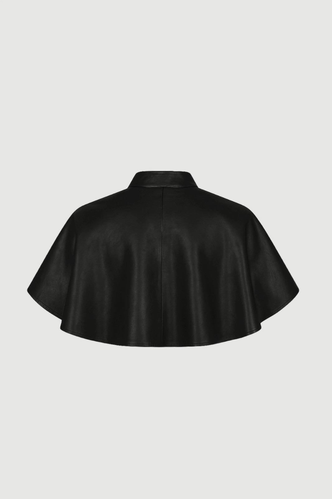 Black Lambskin Leather Cape High Collar Handmade Capelet