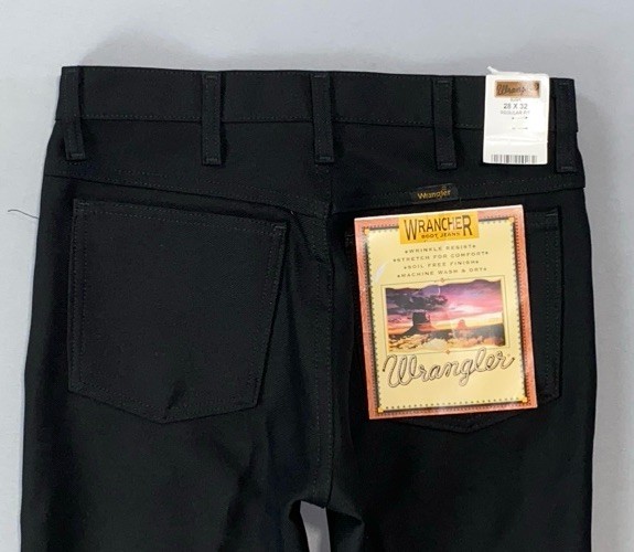 Wrangler Vintage Rancher Boot Jeans Easy Care Polyester Pants. Black, 28X32. NWT