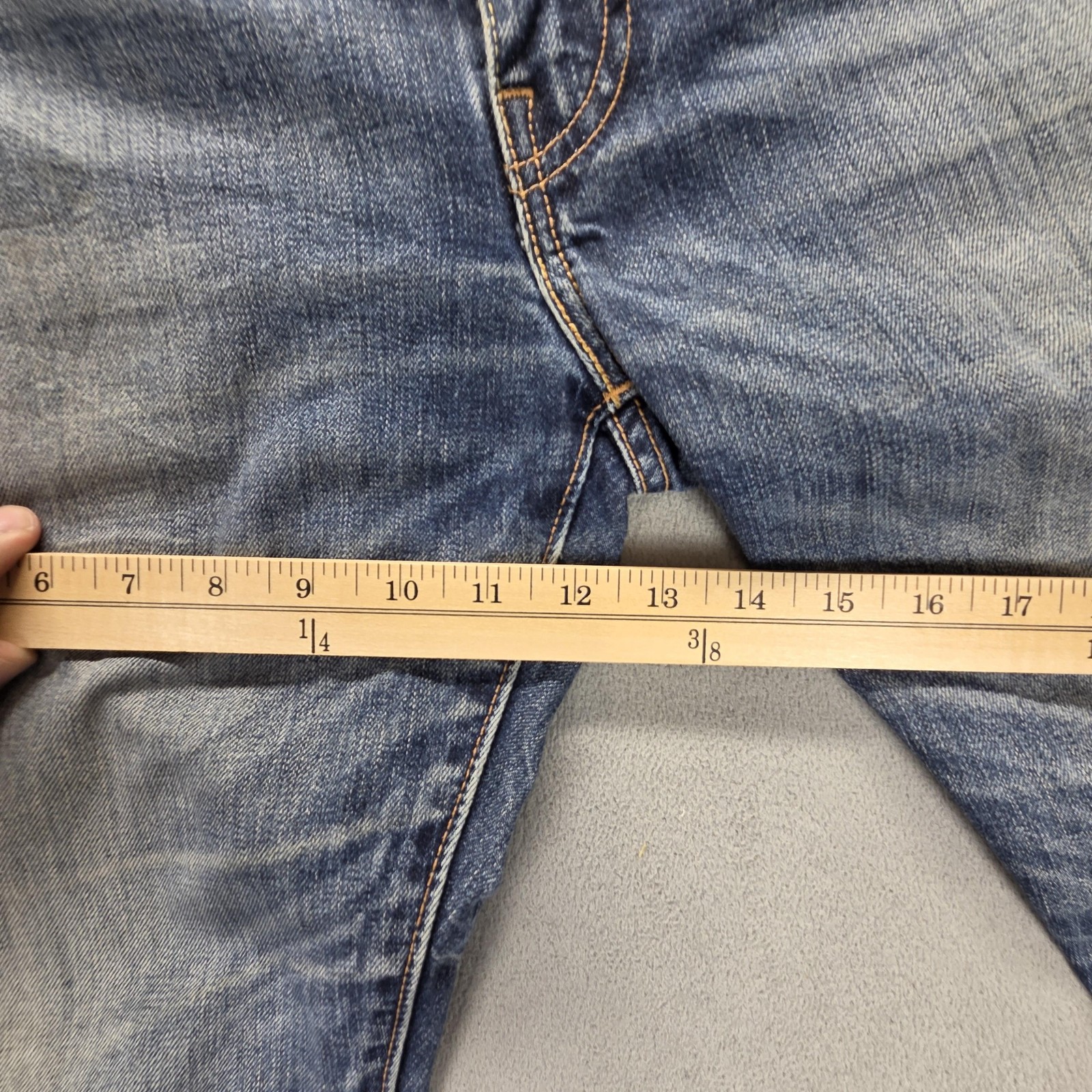 Levis 514 Jeans Mens Blue Selvedge Straight Whiskers Honeycomb Fits 36×34