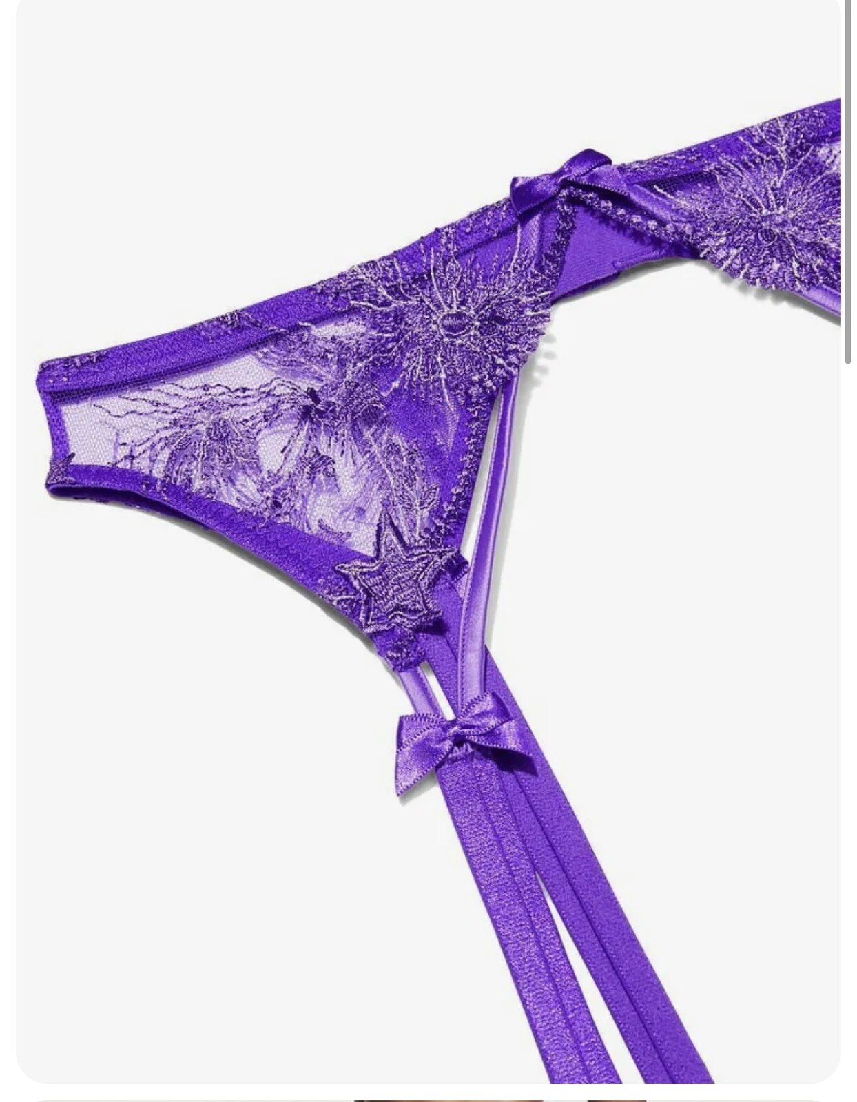 VICTORIAS SECRET VERY SEXY STARSTRUCK LACE EMBROIDERED GARTER BELT XS/S