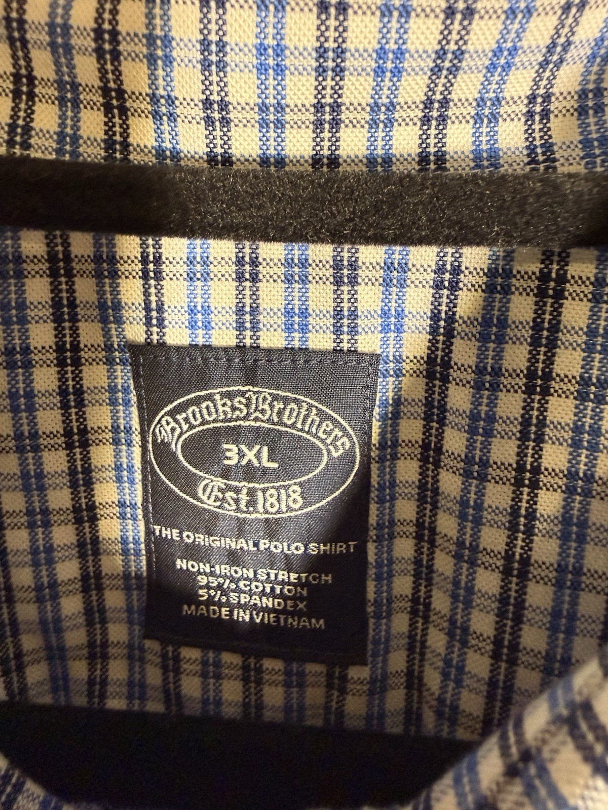 Brooks Brothers Men’s 3XL Blue/White Check Button-Up Shirt