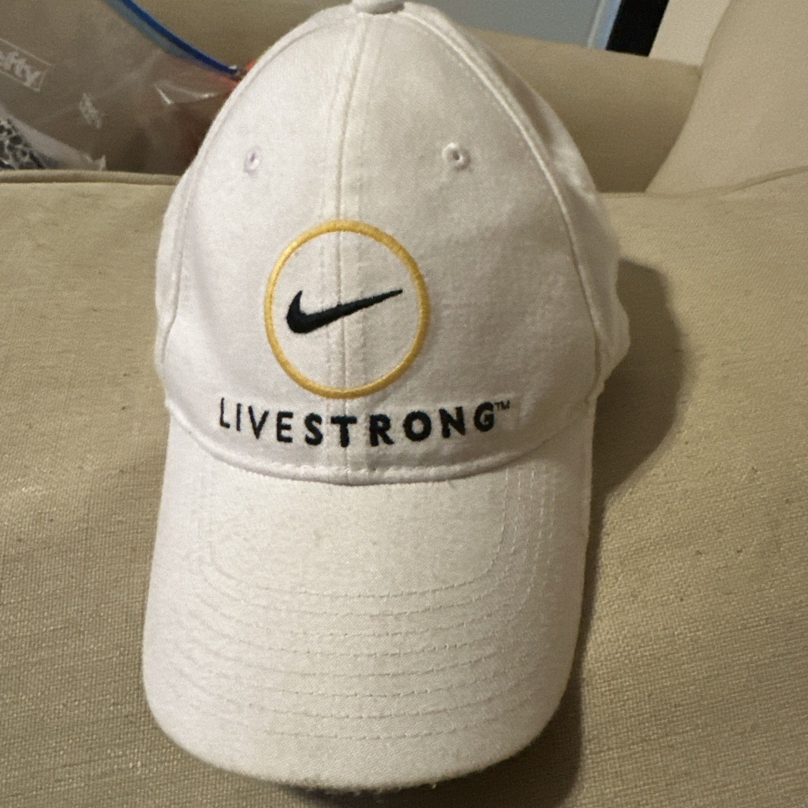 Nike Livestrong Legacy91 Fitted White Dri-Fit Ball Cap Black Swoosh