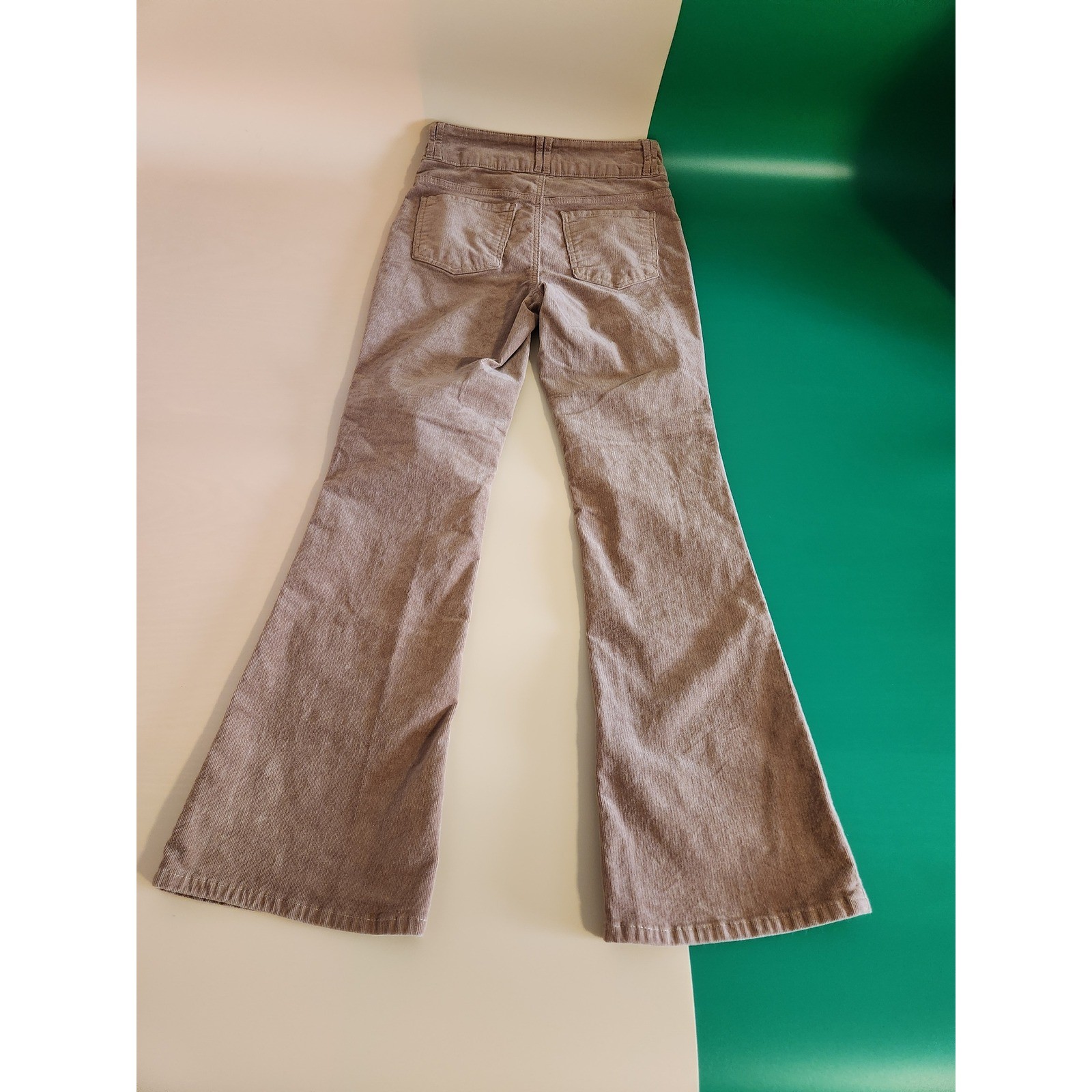 Jones New York Corduroy Pants Women 4 Tan Flare Leg Double Button JNY Stretch