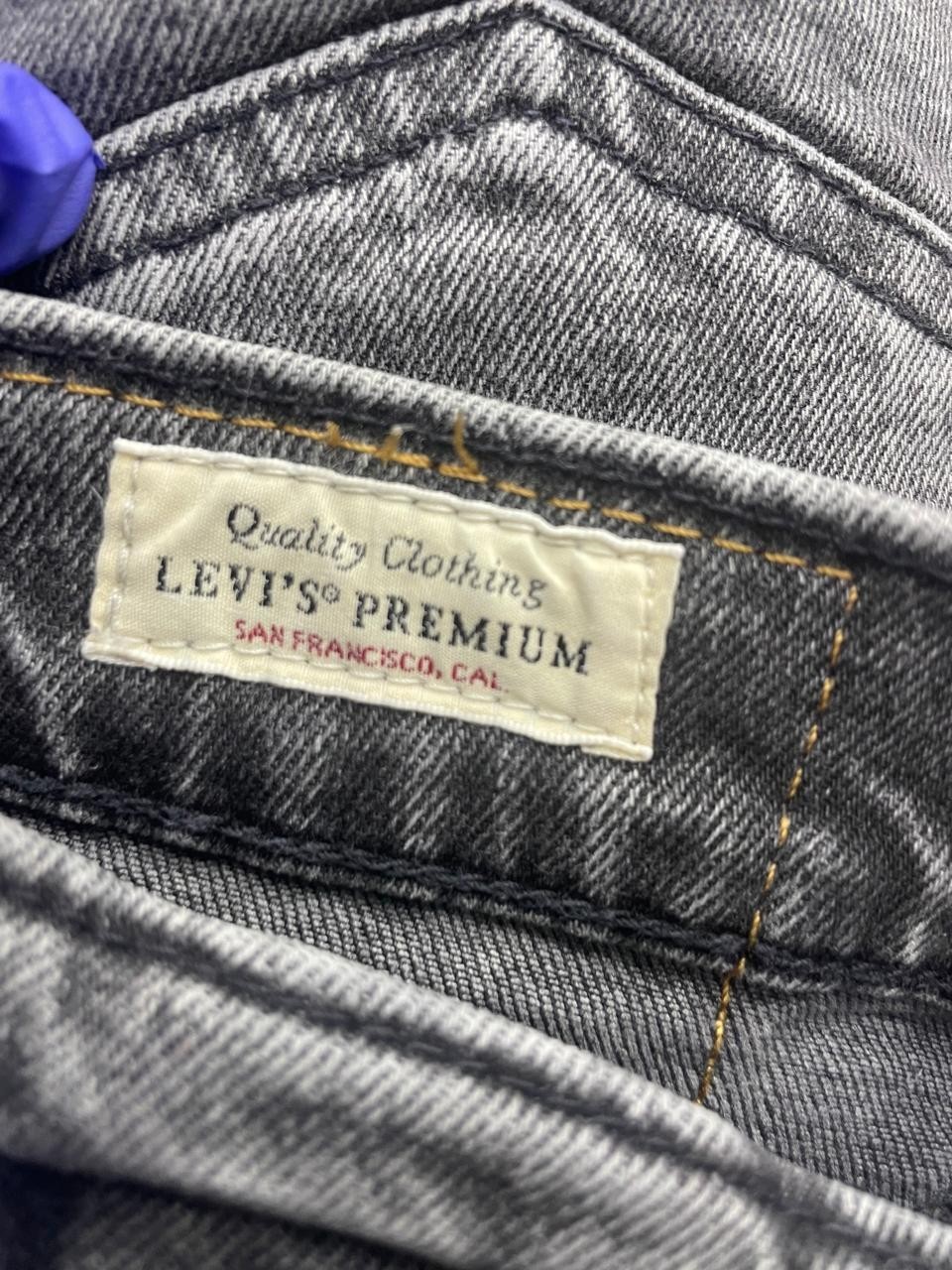 Levis 502 Premium Big E Jeans Men’s W46/L30 Faded Tapered Fit Denim Grey