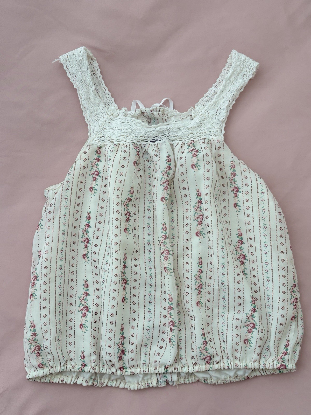 Lotus & Lavender Cottagecore Floral Lace Tank Top Womens Medium Coquette Y2K