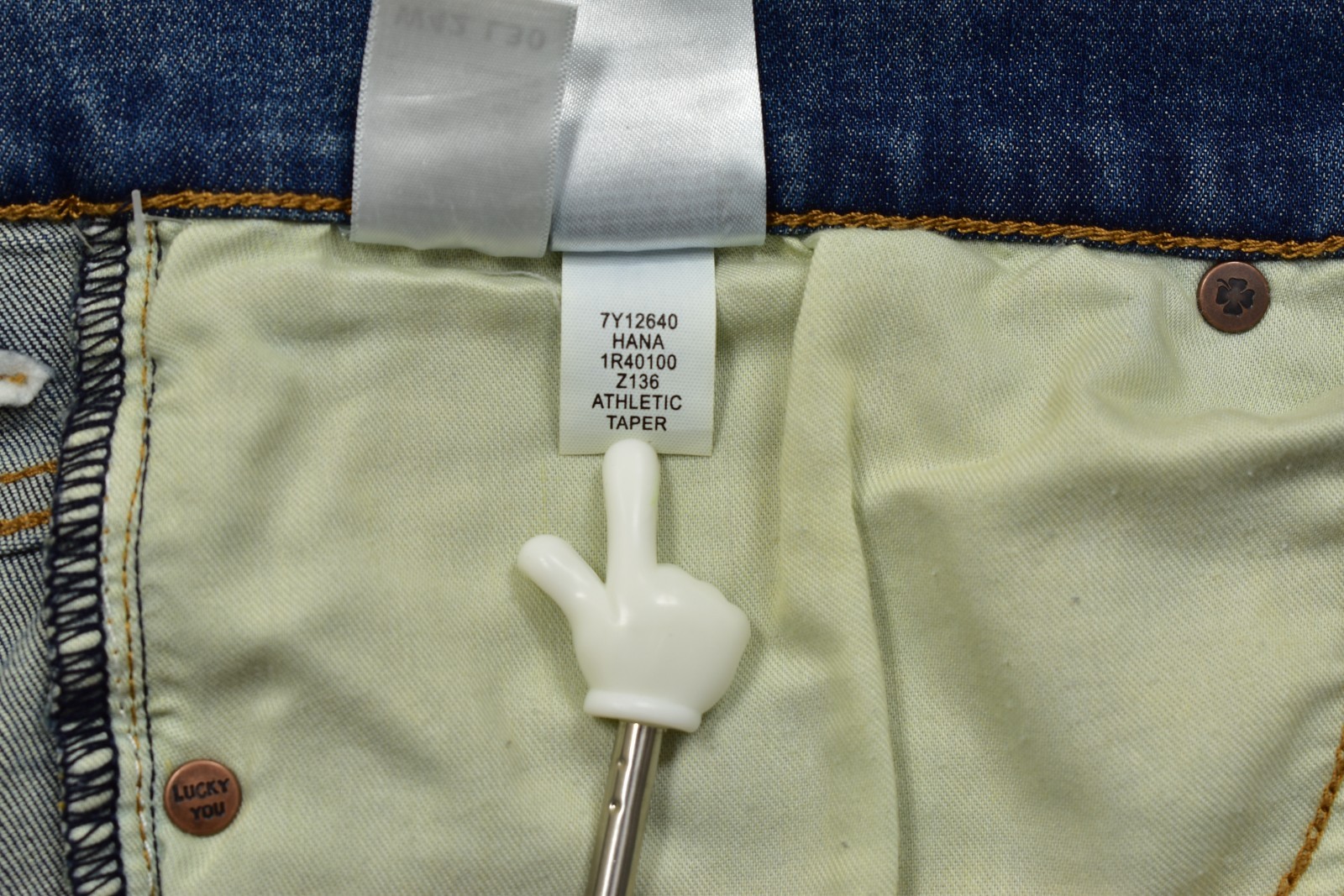 NEW Lucky Brand 411 Athletic Taper Men’s Hana 37.5 42×30 Stretch Blue Denim Jean
