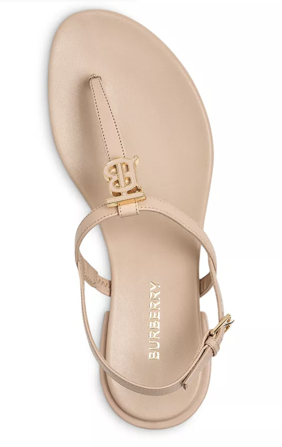 Burberry Emily T-Strap Leather Sandal, Pale Nude – Retail $720