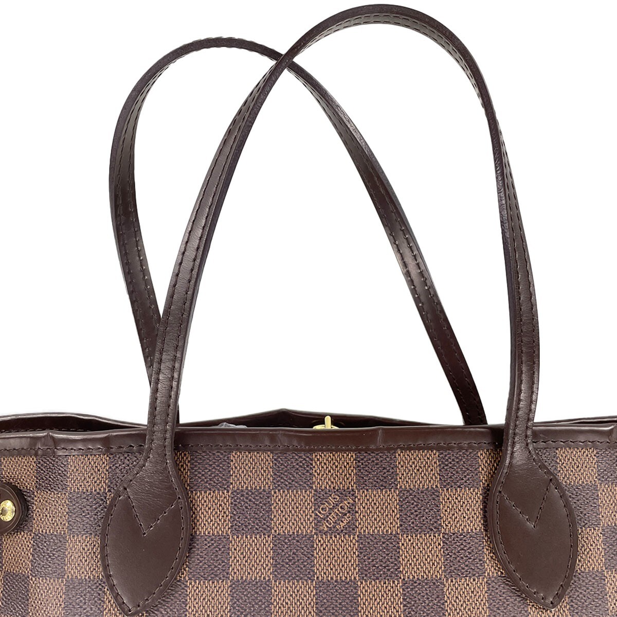 Louis Vuitton Damier Neverfull PM Leather Fabric Brown Tote bag 4104