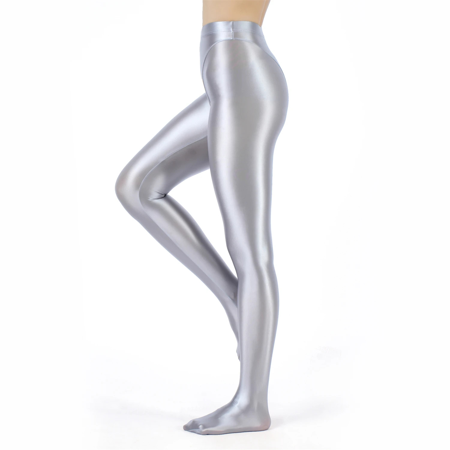 Opaque Elastic High Waist Tight Shiny Oil Glossy Pantyhose Yoga Dance Stockings