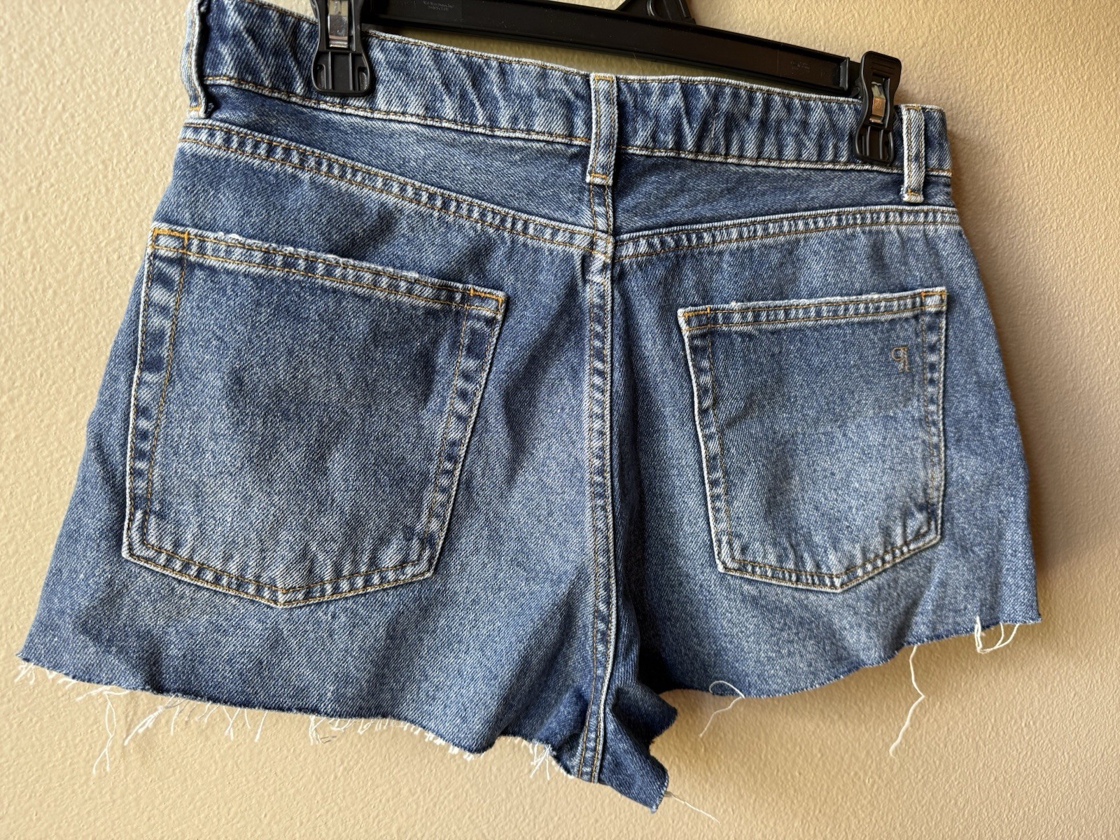 Pilcro Blue Denim Cut Off Shorts Rhinestone Trim 5-Pocket Mid Rise 29