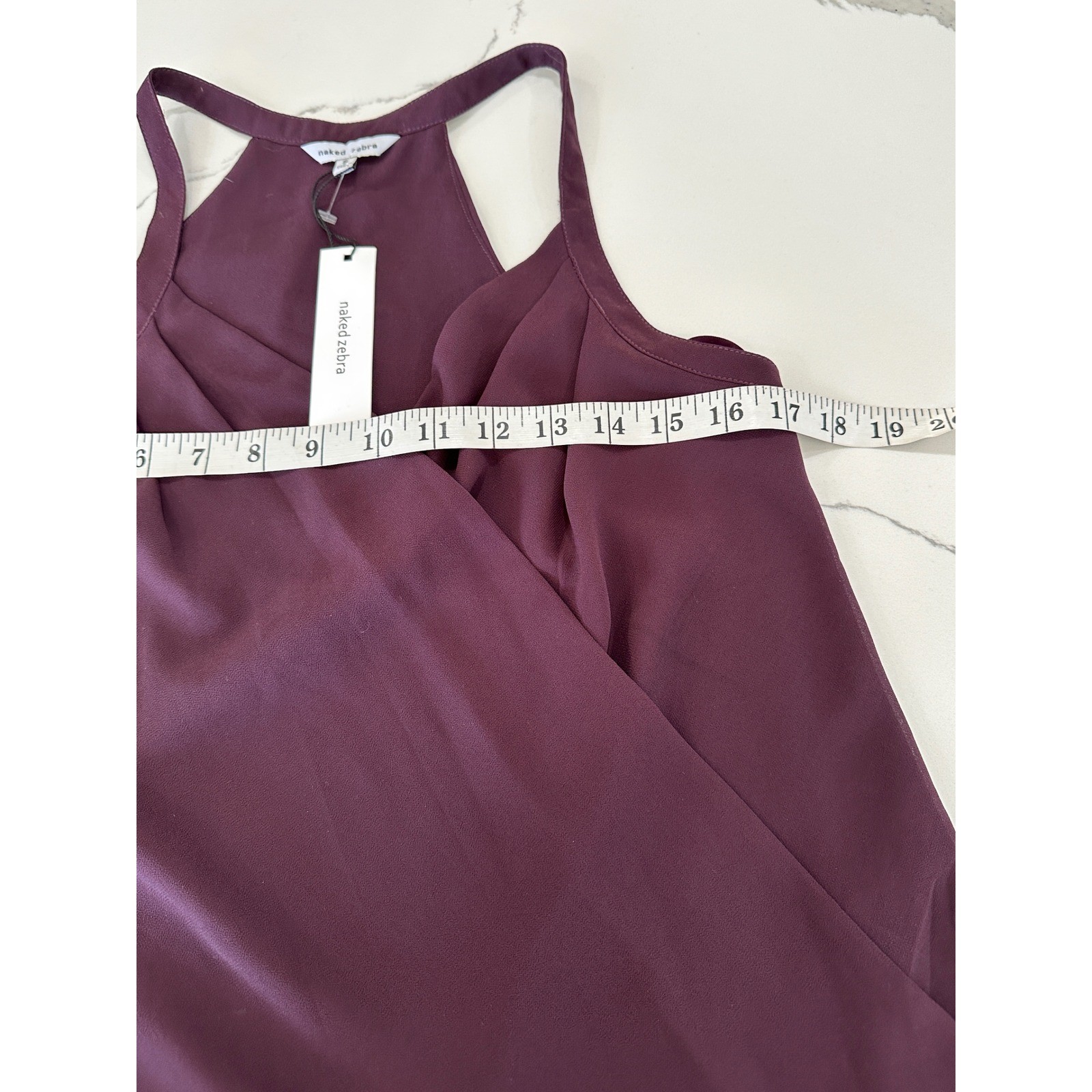 Naked Zebra Purple Surplice Wrap Halter Top Sleeveless Blouse Eggplant Small NWT