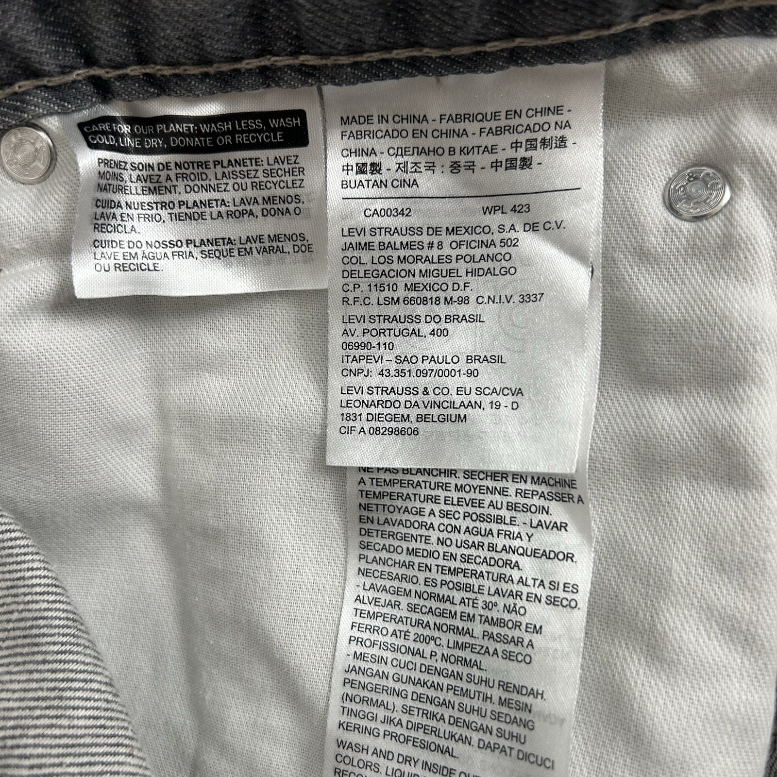 Levis 569 Jeans Mens 40×32 Gray Loose Fit Baggy Skater Straight Leg Actual 40×31