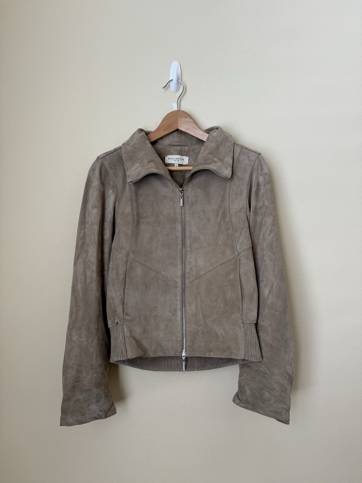 Kallmeyer Liam Leather Bomber Jacket Suede Sand XS