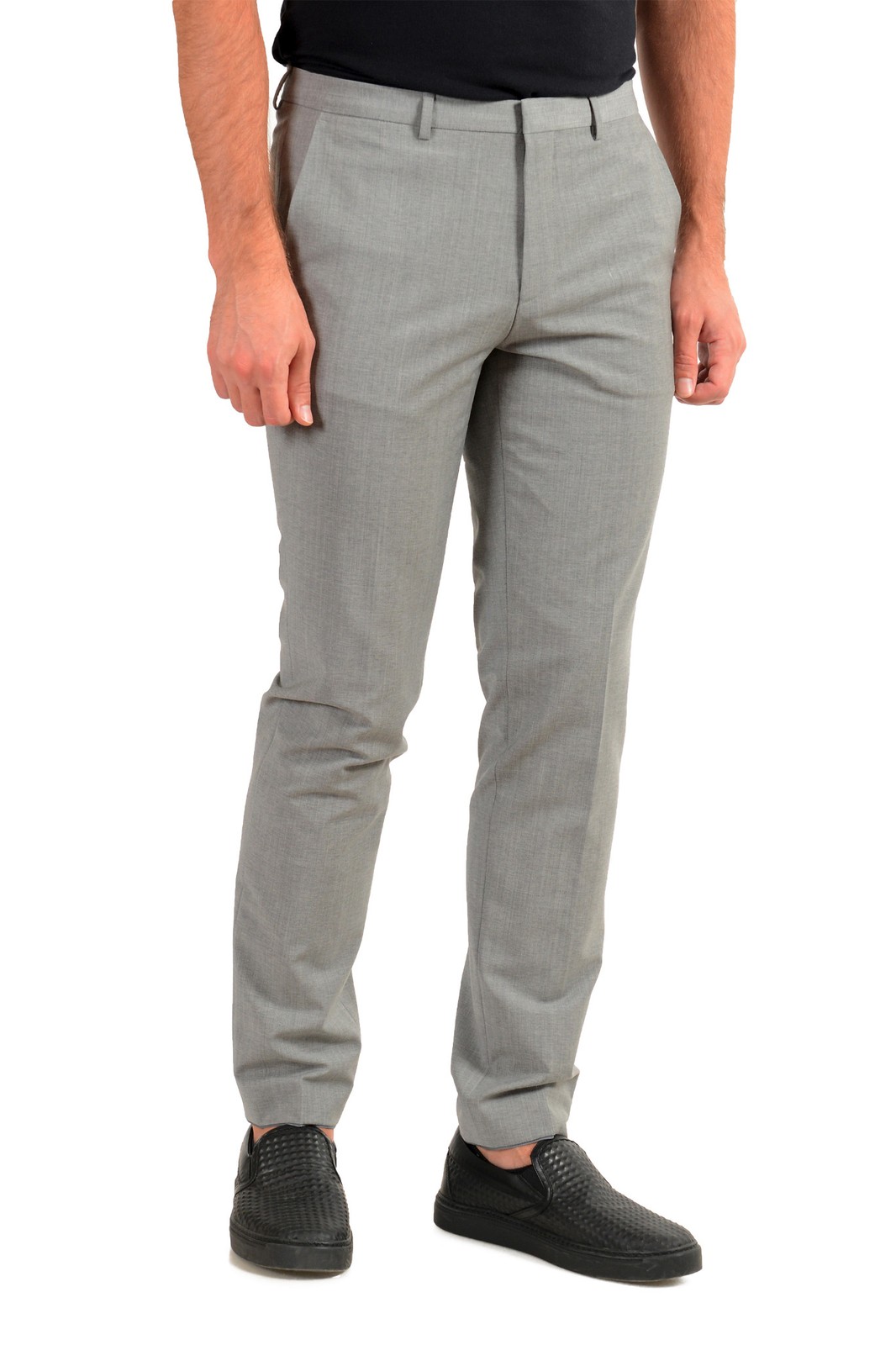 Hugo Boss Men’s “Hesten194” Gray Wool Flat Front Dress Pants 30 32 34 36 38 40 R