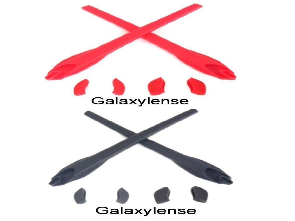 Galaxy Earsocks & Nose Pads Rubber Kits For Oakley Flak 2.0 XL Black&Red