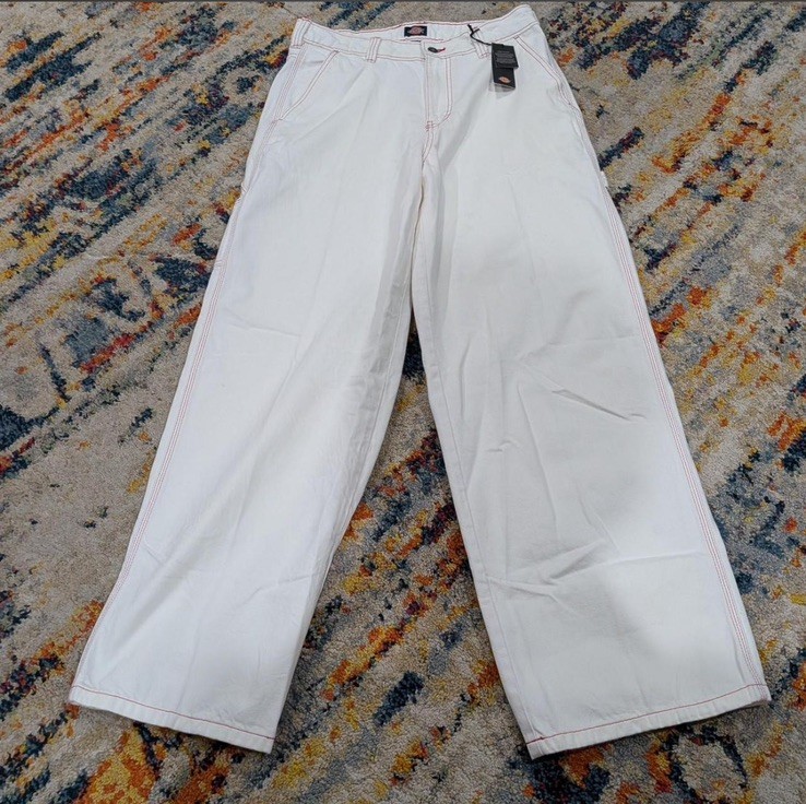Dickies White carpenter pants with red contrast stitching 30×32