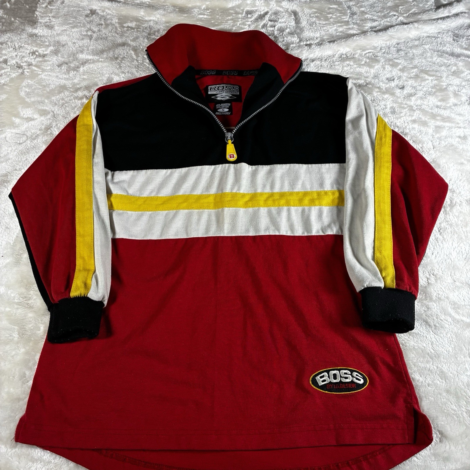 Vintage Boss By IG Design 1/4 Zip Long Sleeve Shirt 90’s Hip Hop Skater Size S