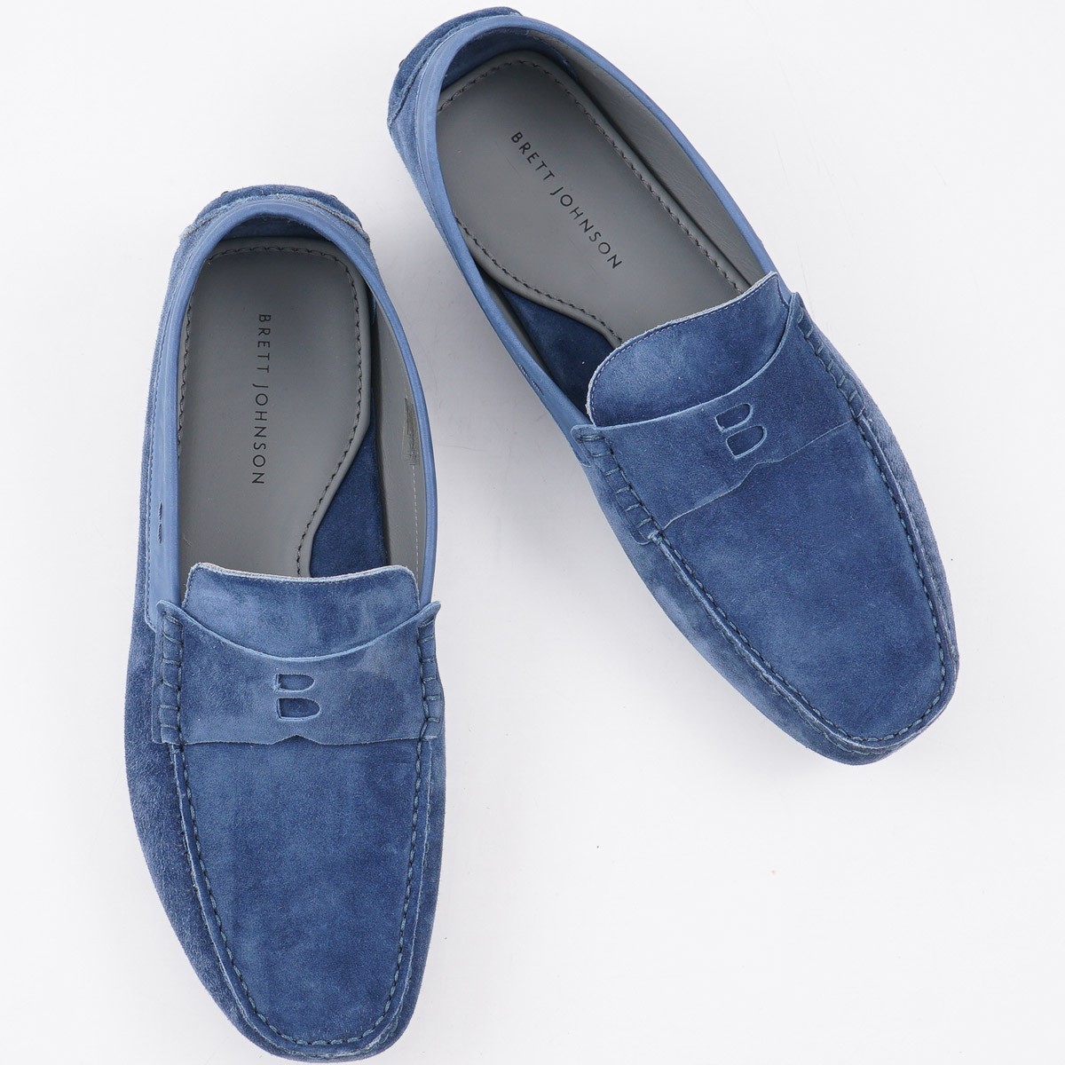 Brett Johnson Slate Blue Calf Suede Driving Moccasins 10.5 (Eu 43.5) Shoes NIB