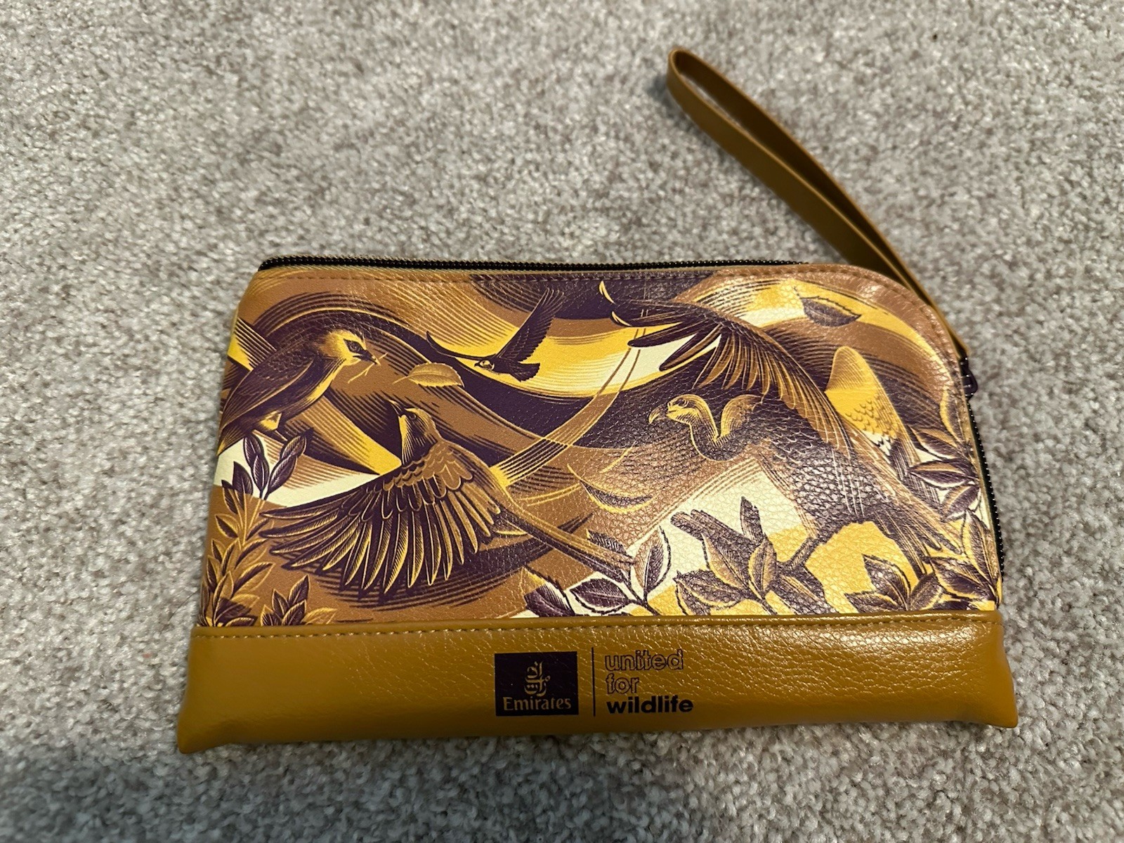 Emirates Brown Cosmetic Travel Pouch Bag United For Wildlife – NEW UNUSED