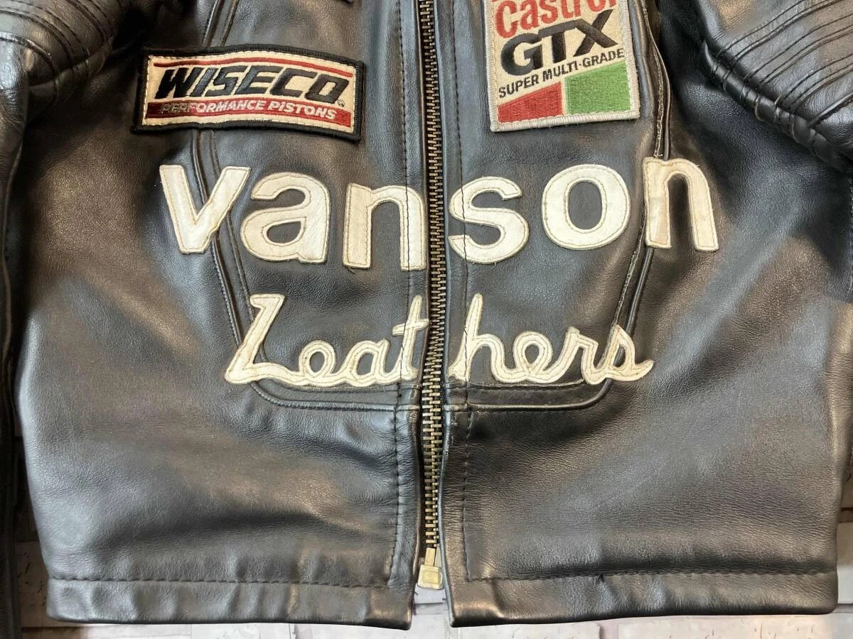 Vanson One Star unique Leather Motorcycle Race Jacket Black